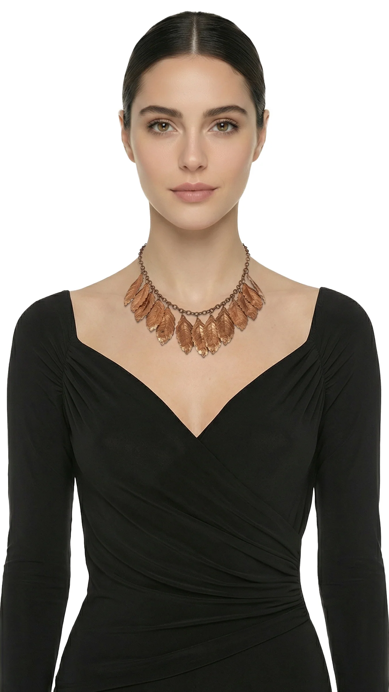 BRASS LEAF TIERED NECKLACE