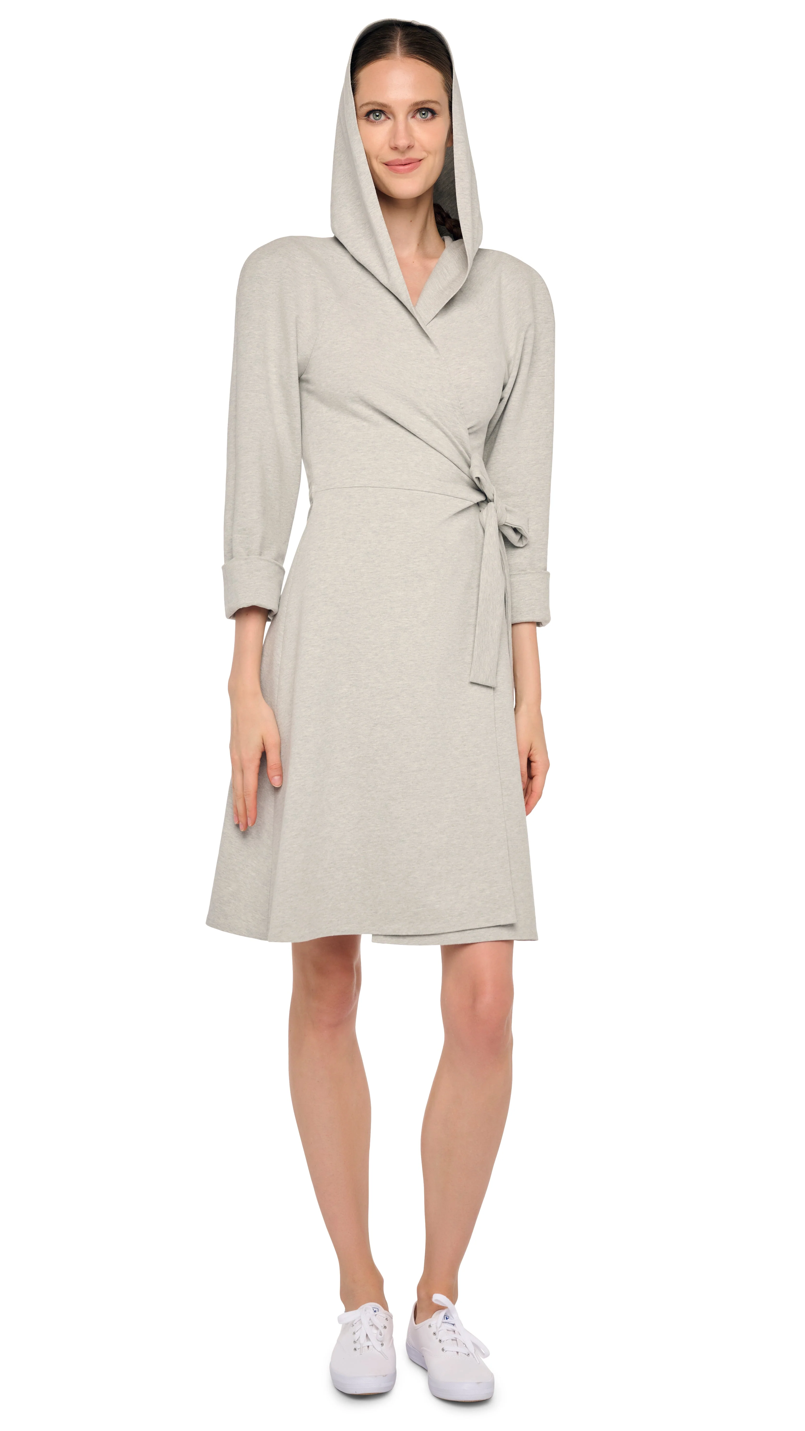 HOODED 1980S BOMBER WRAP DRESS