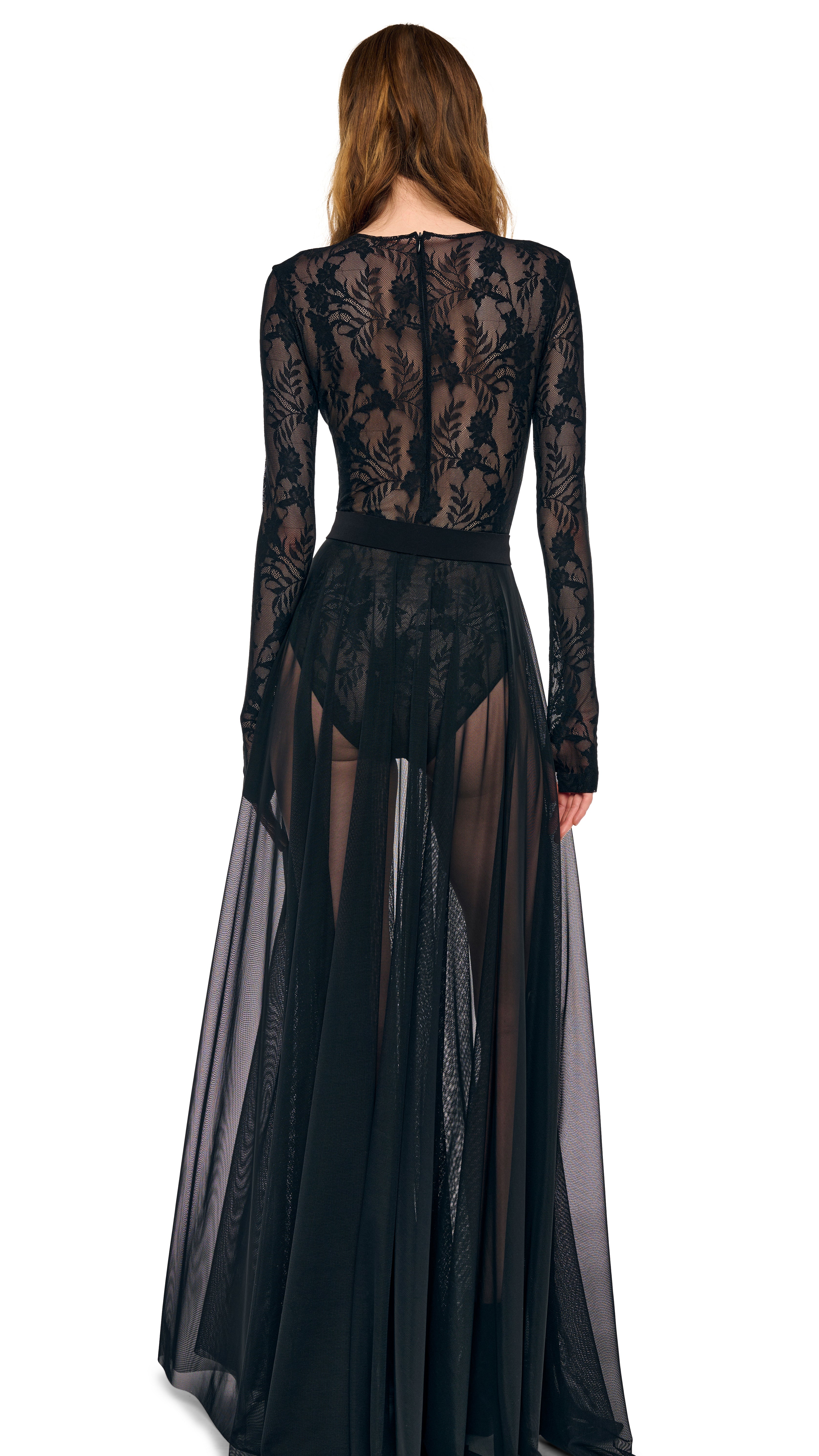 LONG SLEEVE CREW FLARED GOWN - Image 3