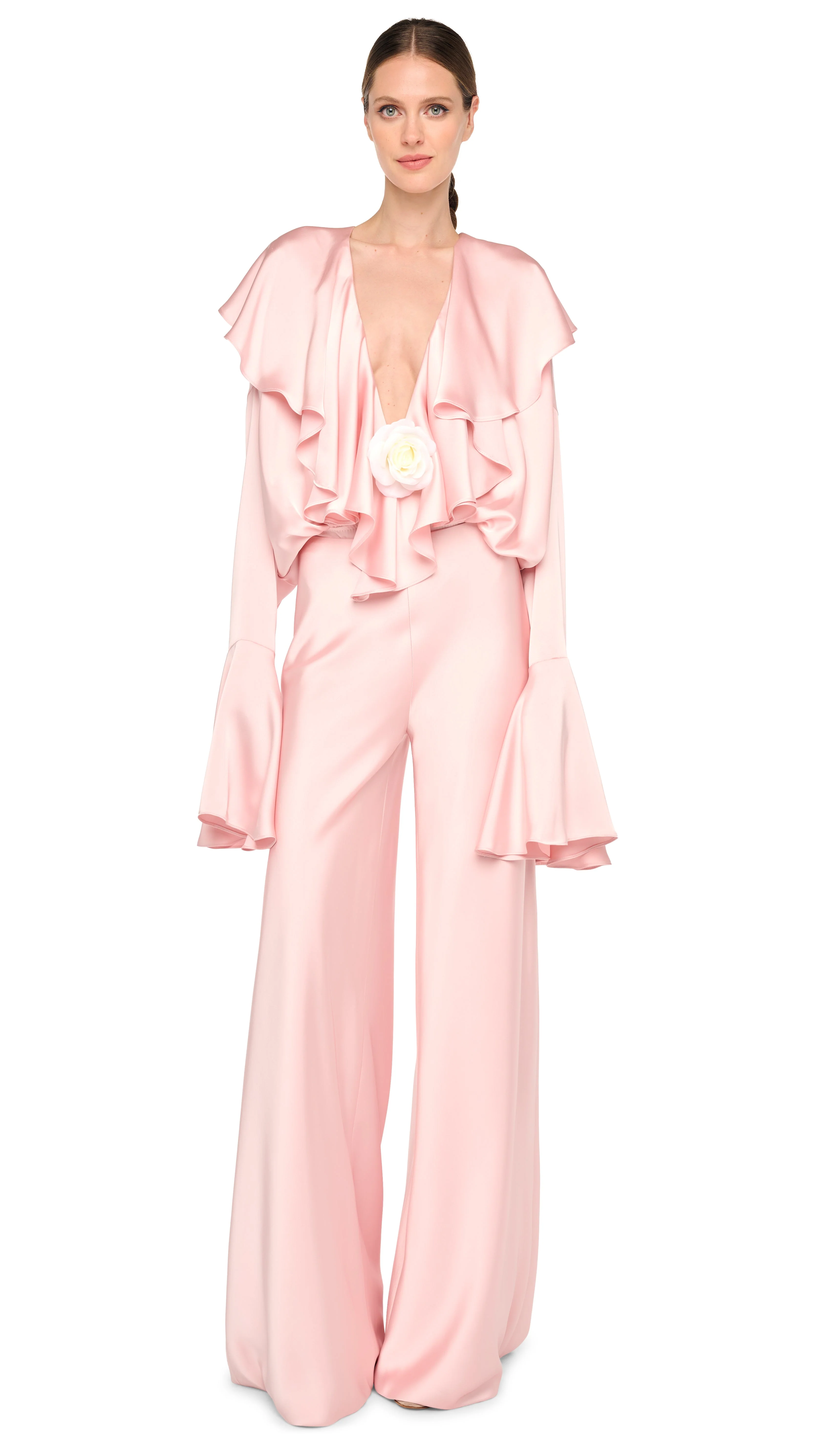 LONG SLEEVE DEEP V RUFFLE BODYSUIT - Image 8