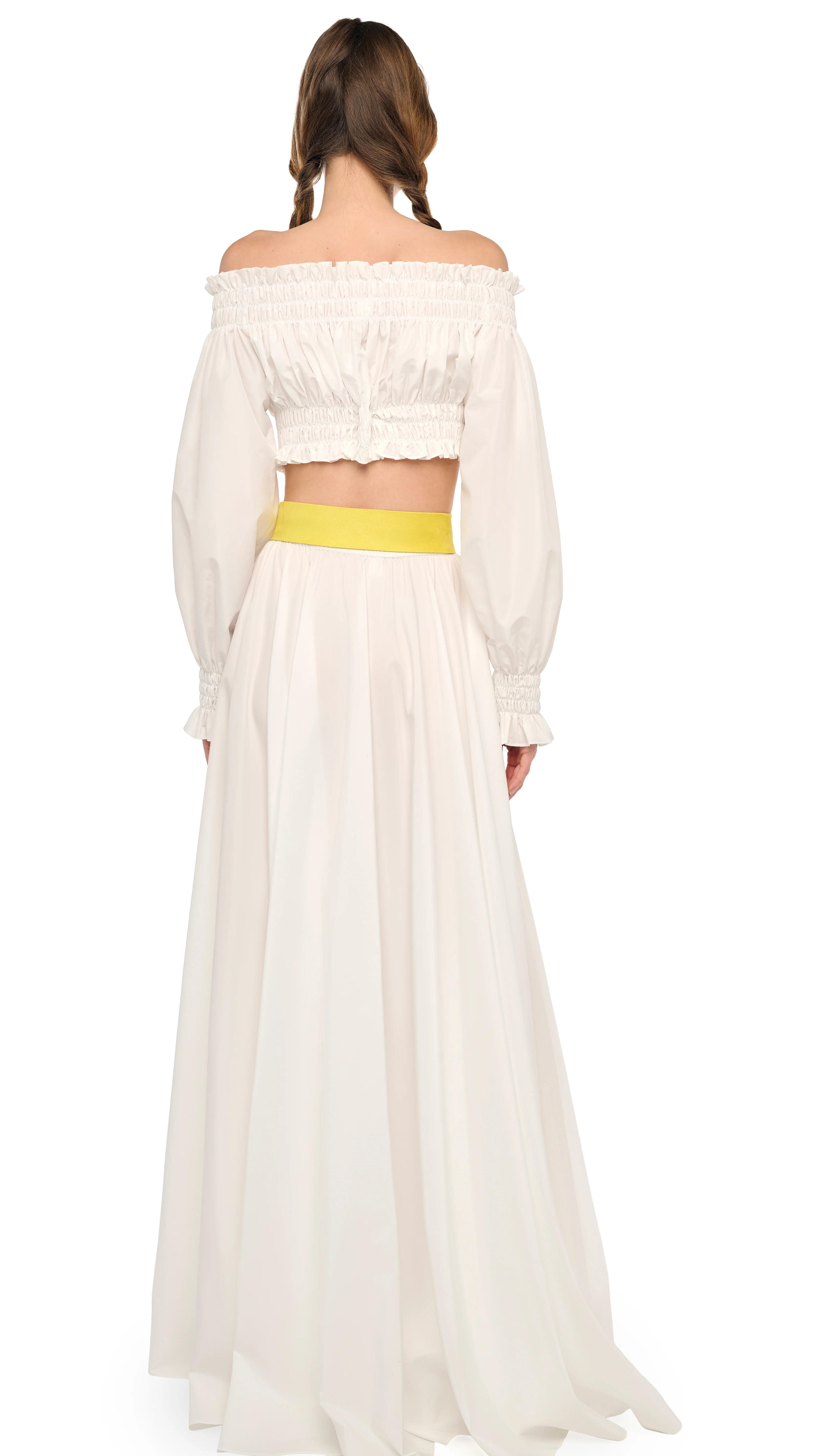 LONG SLEEVE PEASANT CROPPED TOP - Image 3