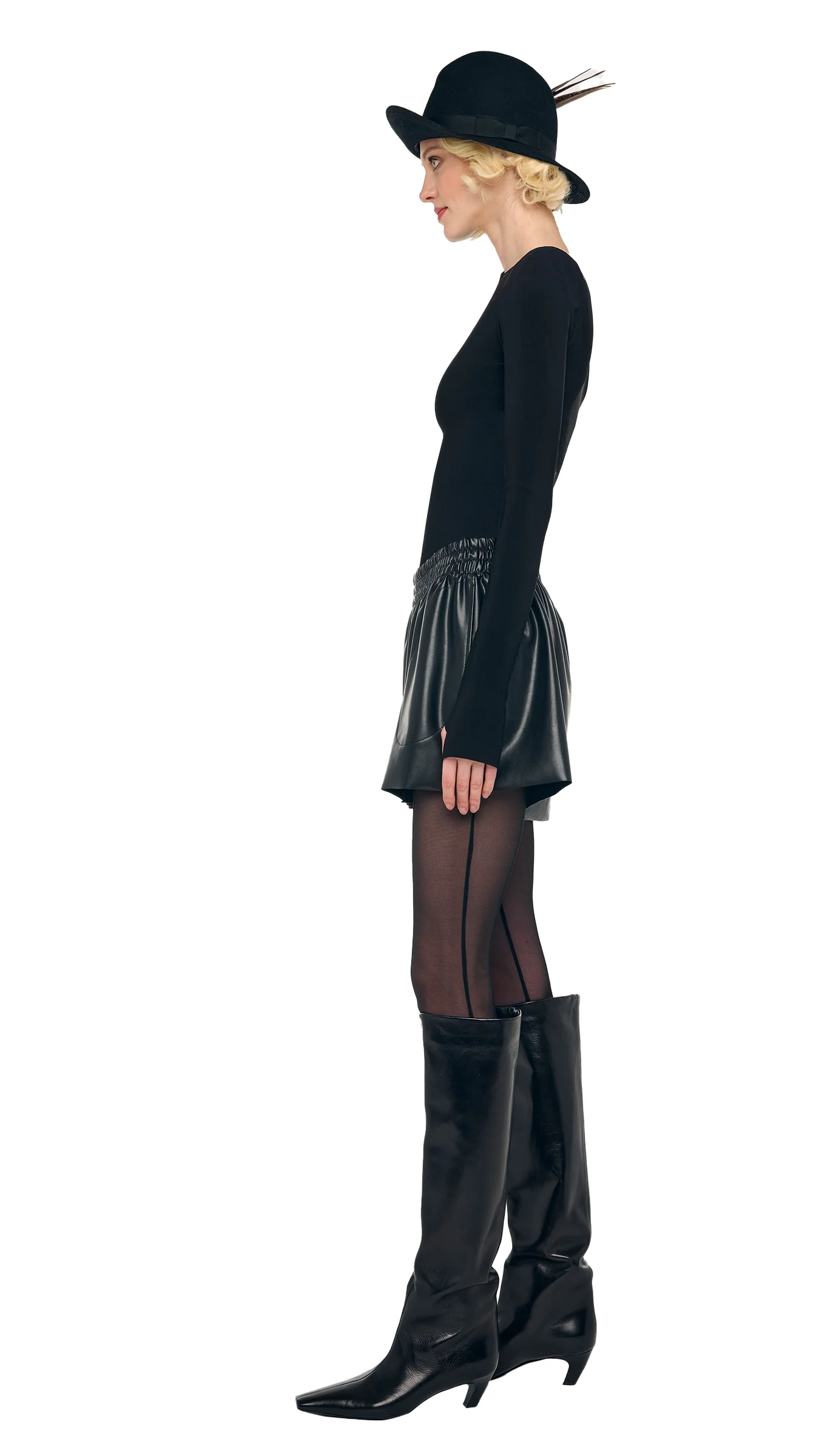 LONG SLEEVE SHOULDER PAD V NECK TOP - Image 3