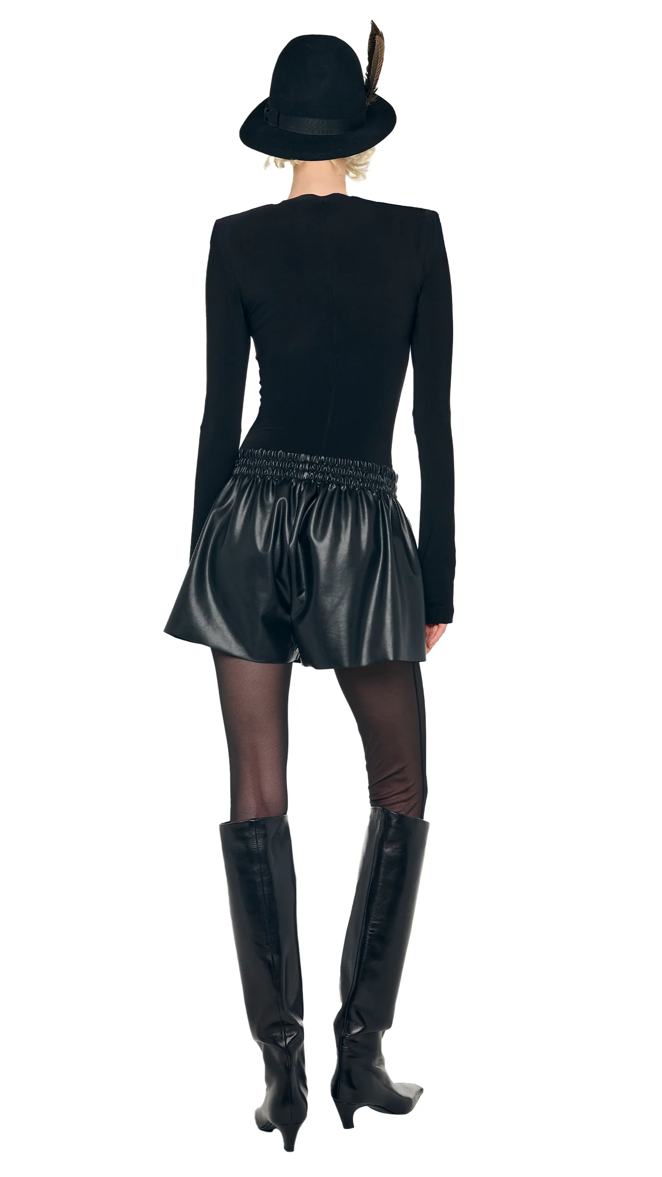 LONG SLEEVE SHOULDER PAD V NECK TOP - Image 4