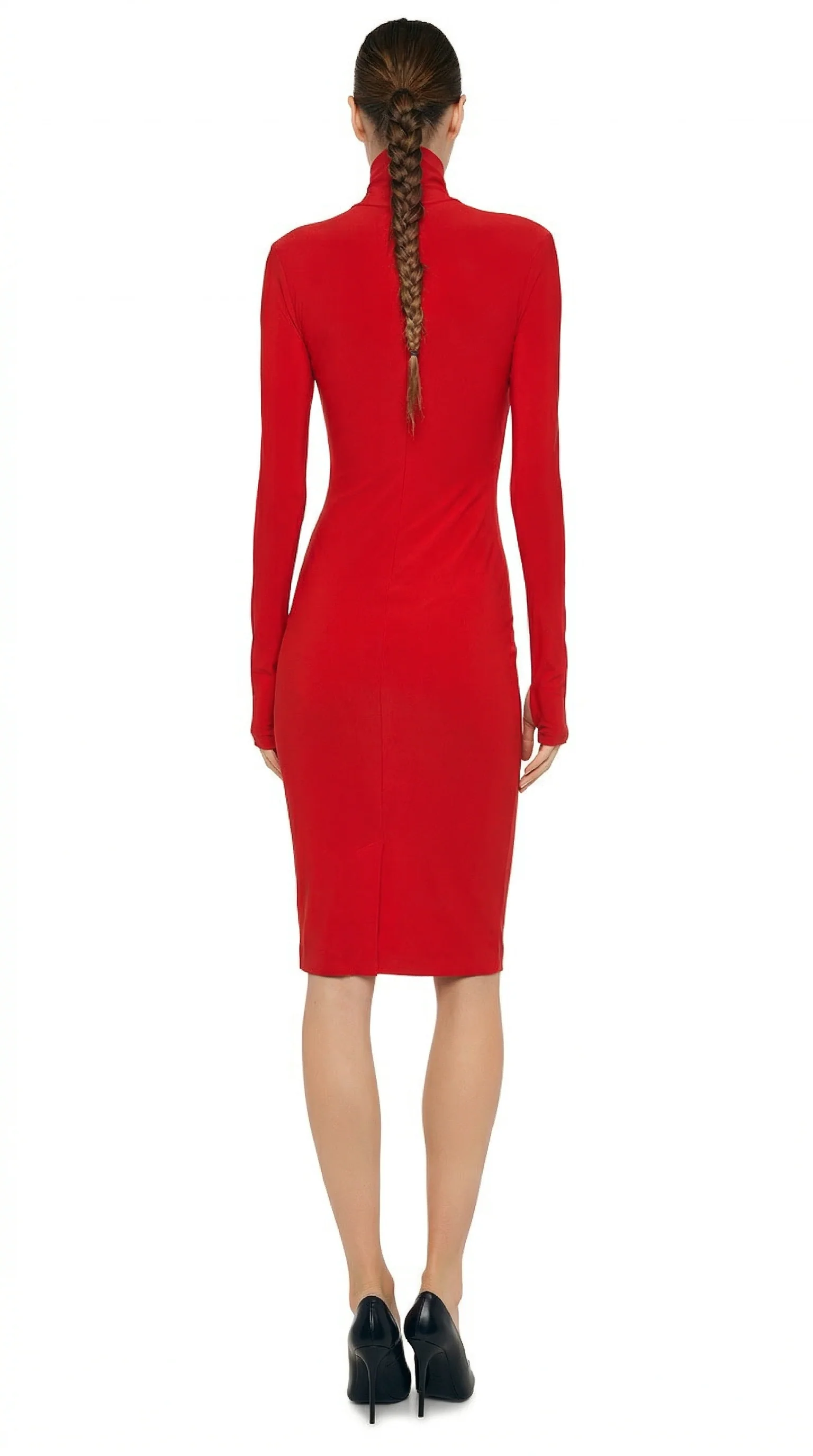 LONG SLEEVE TURTLENECK DRESS TO KNEE - Image 3