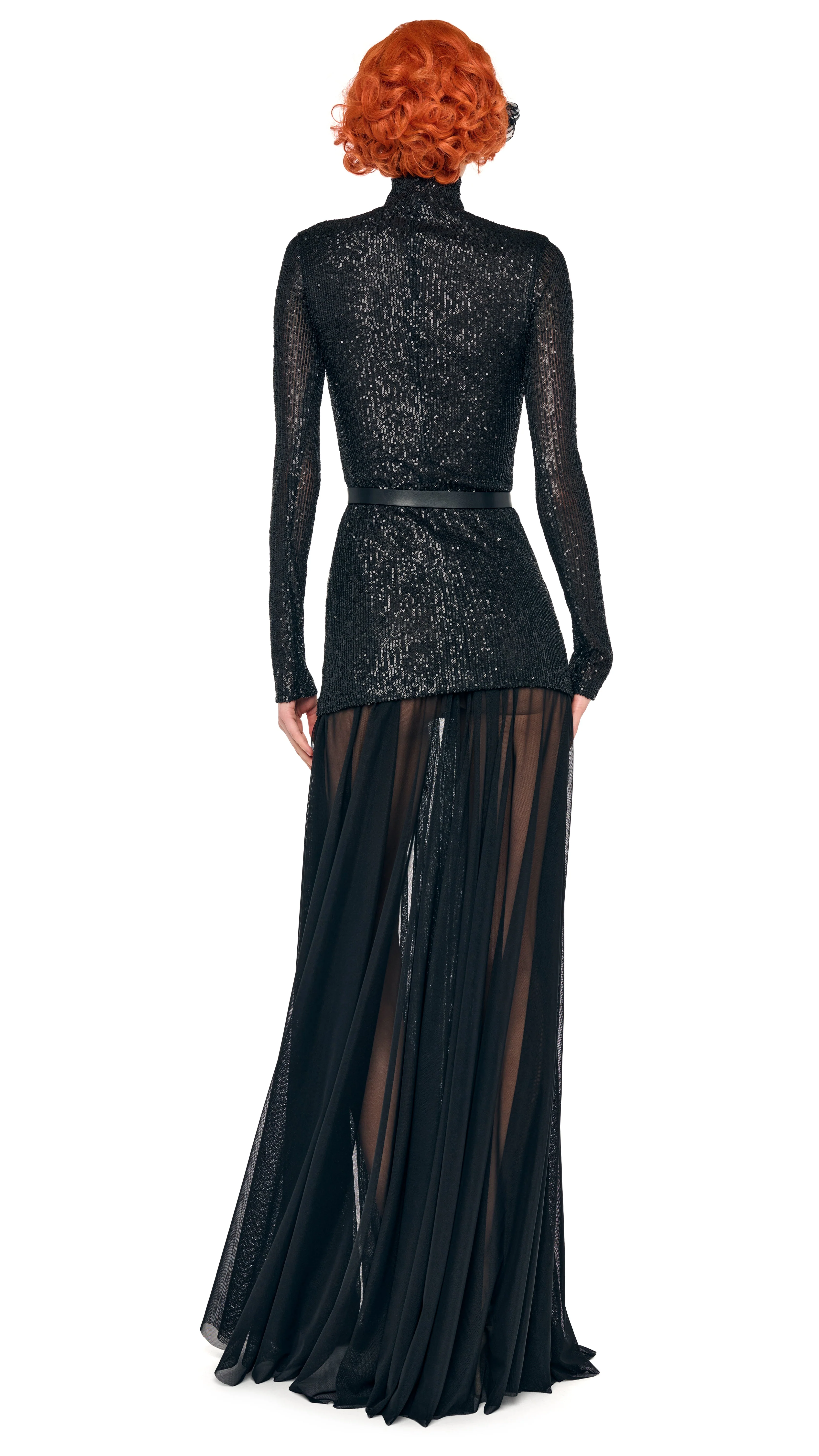 LS TURTLENECK COMBO FLARED GOWN - Image 3