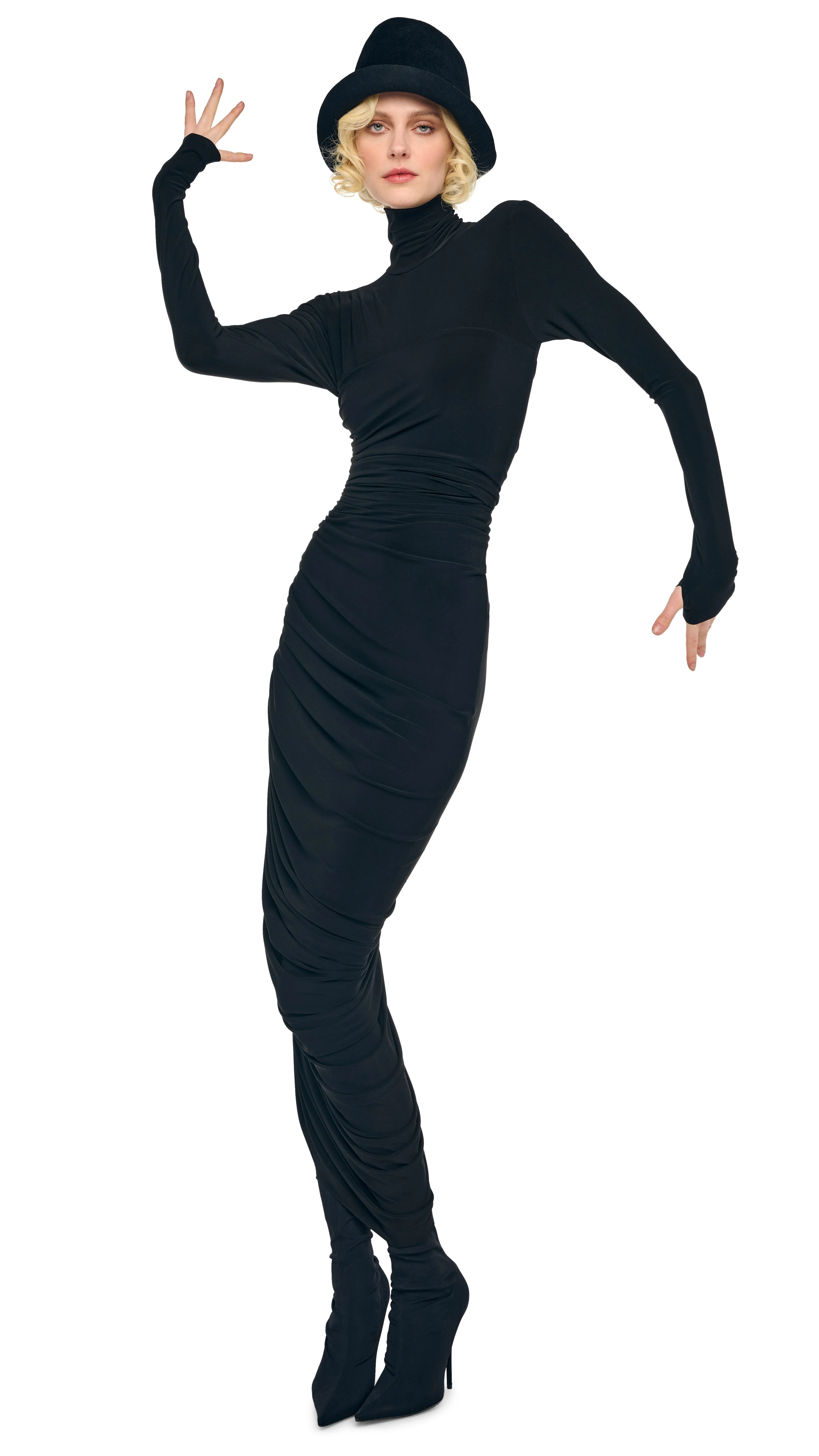 LS TURTLENECK STRAPLESS DIANA GOWN W/ CATSUIT - Image 9