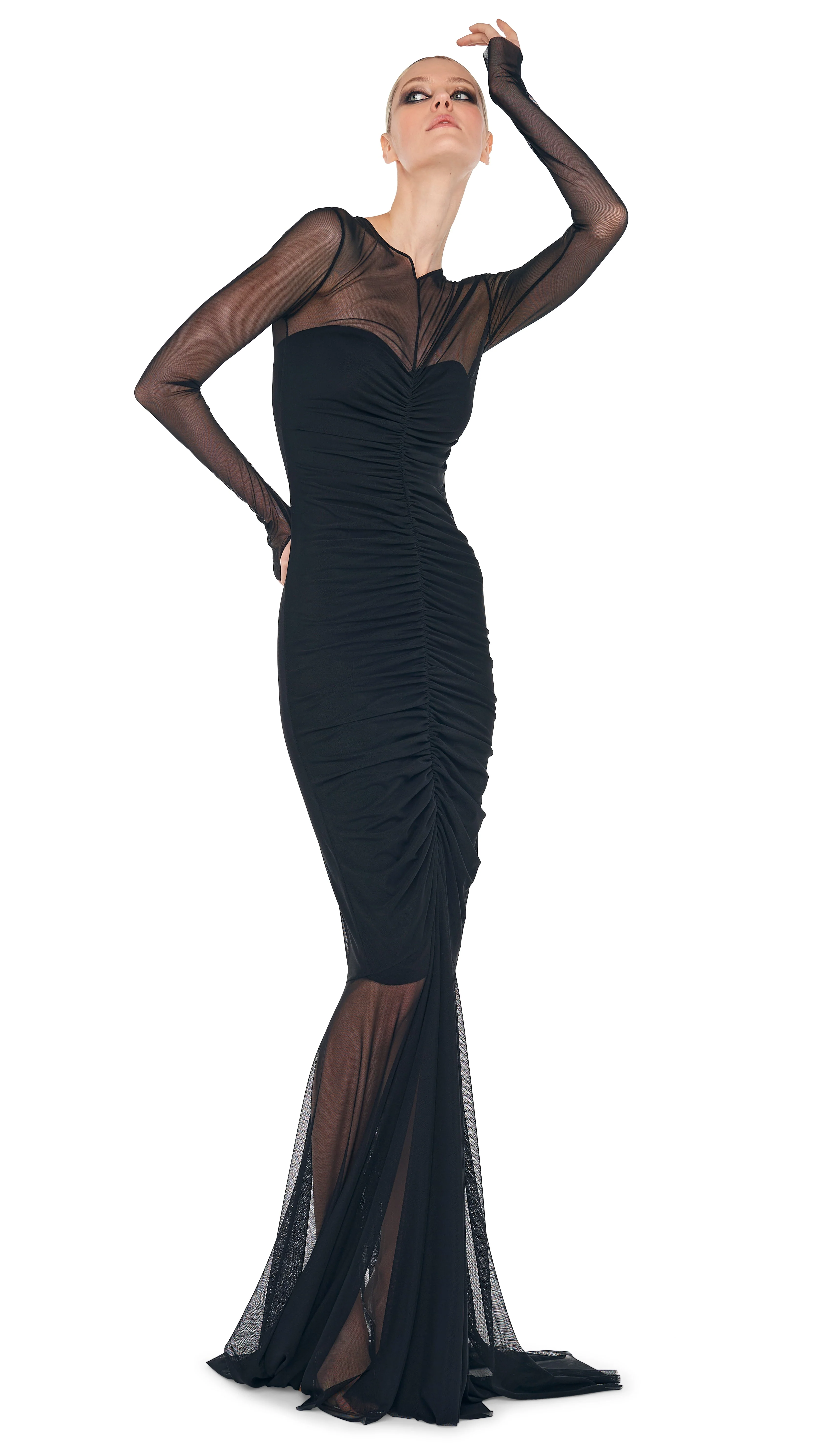 LS SHIRRED FISHTAIL GOWN / DRESS - Image 5