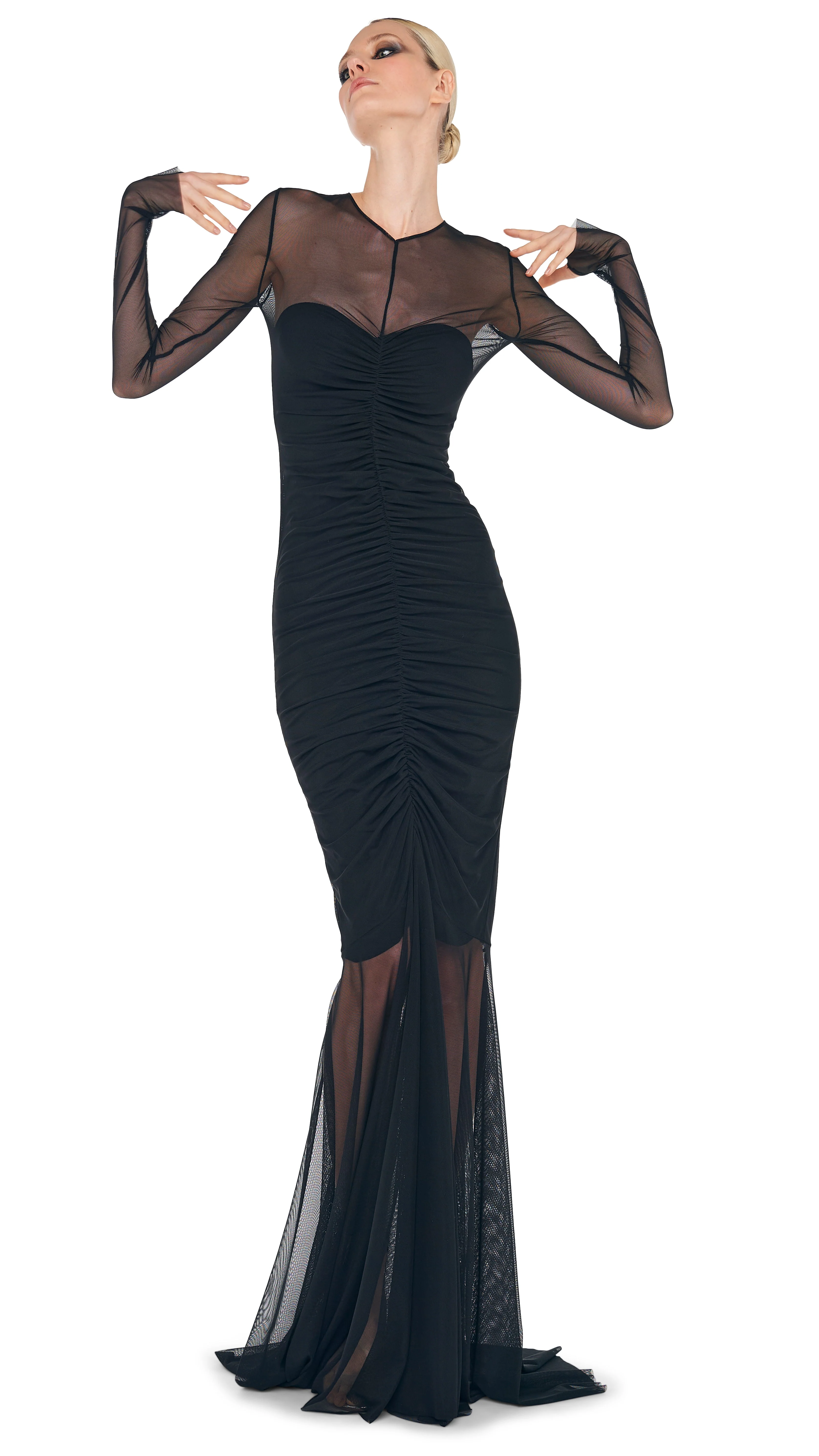 LS SHIRRED FISHTAIL GOWN / DRESS - Image 6