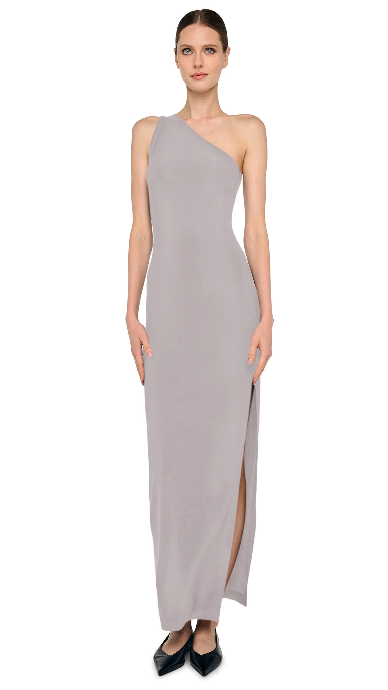 ONE SHOULDER LONG DRESS W/ SIDE SLIT