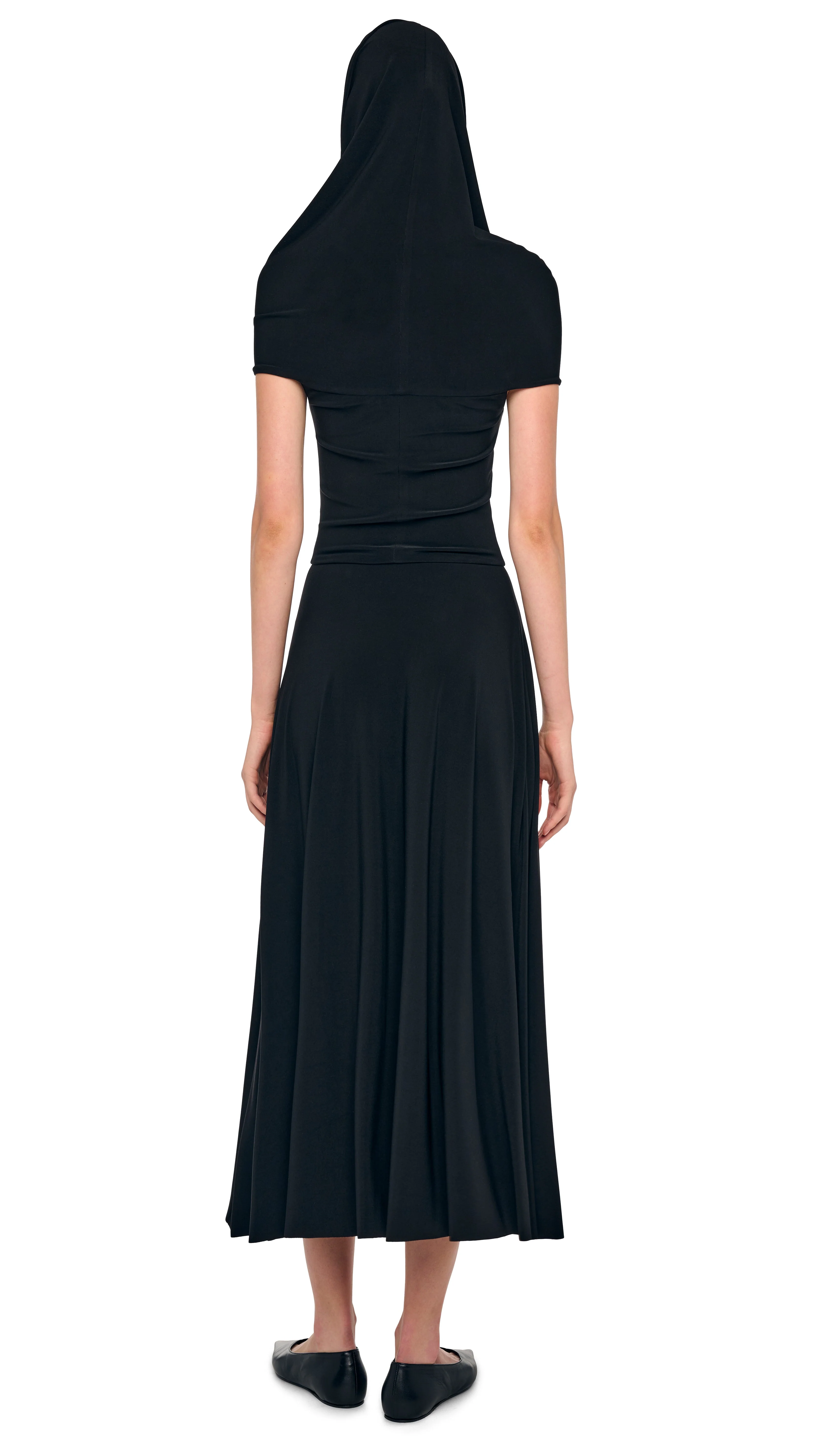 COWL HOODED FLARED DRESS - Image 11