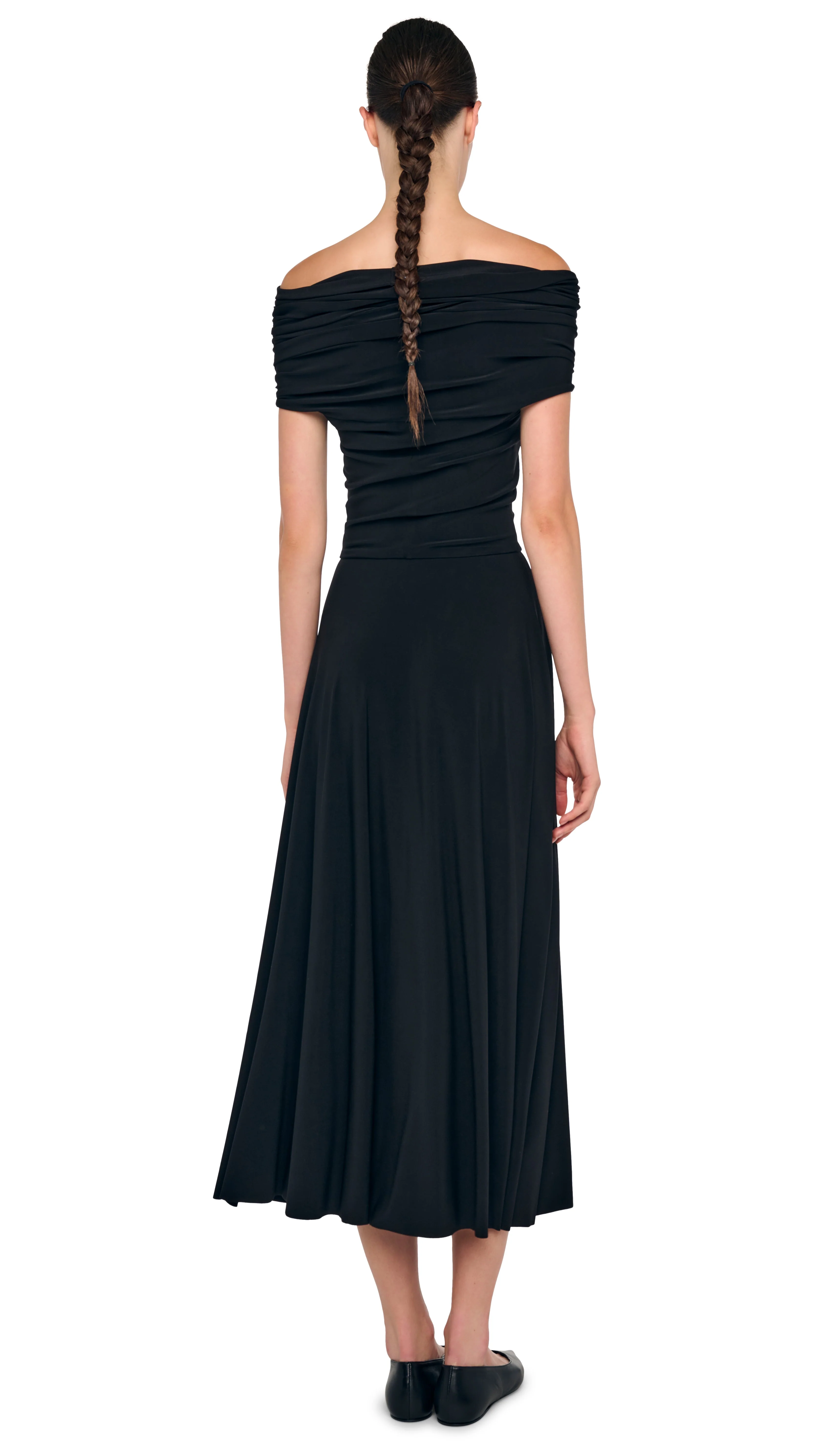 COWL HOODED FLARED DRESS - Image 4