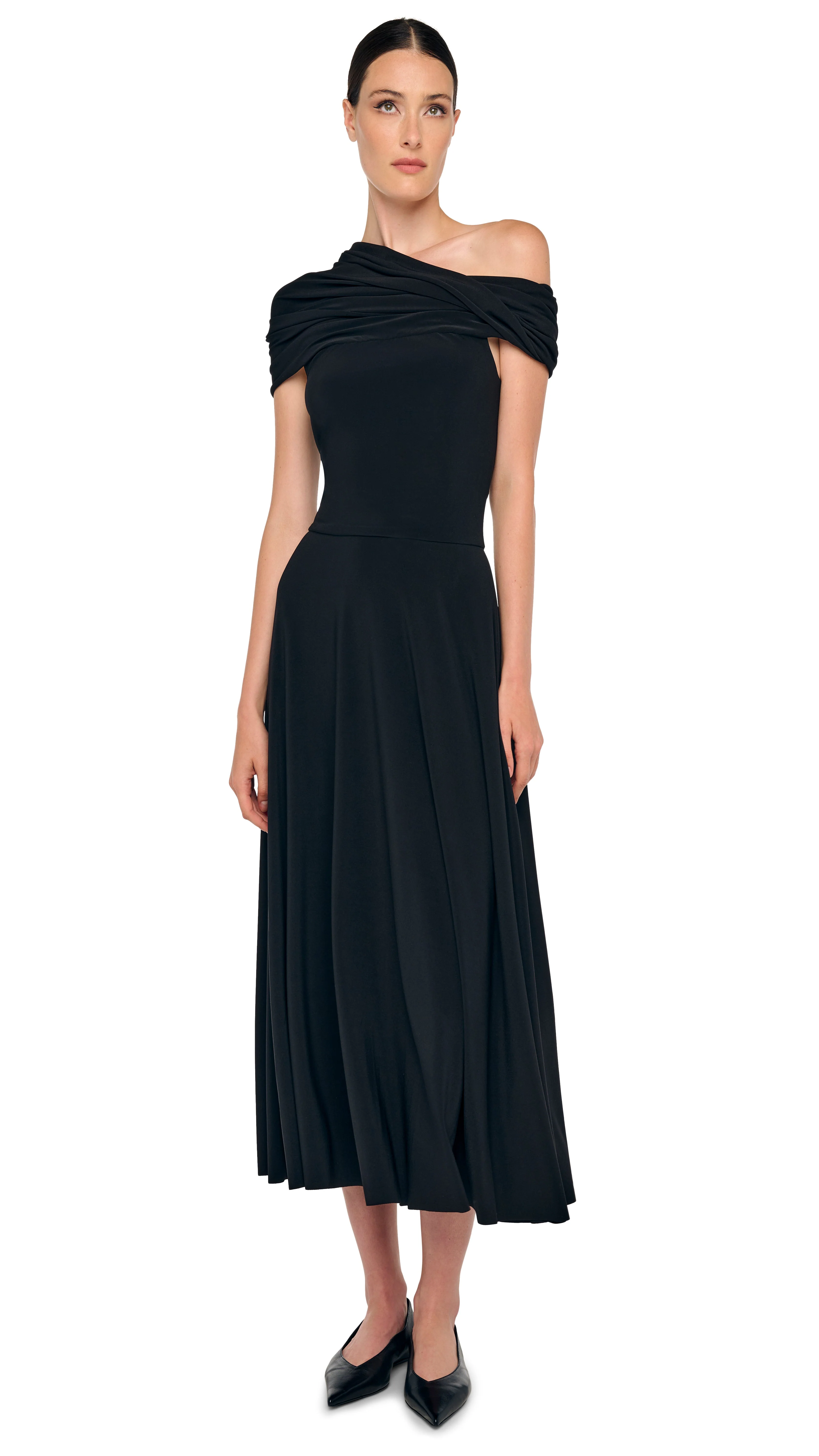 COWL HOODED FLARED DRESS - Image 7