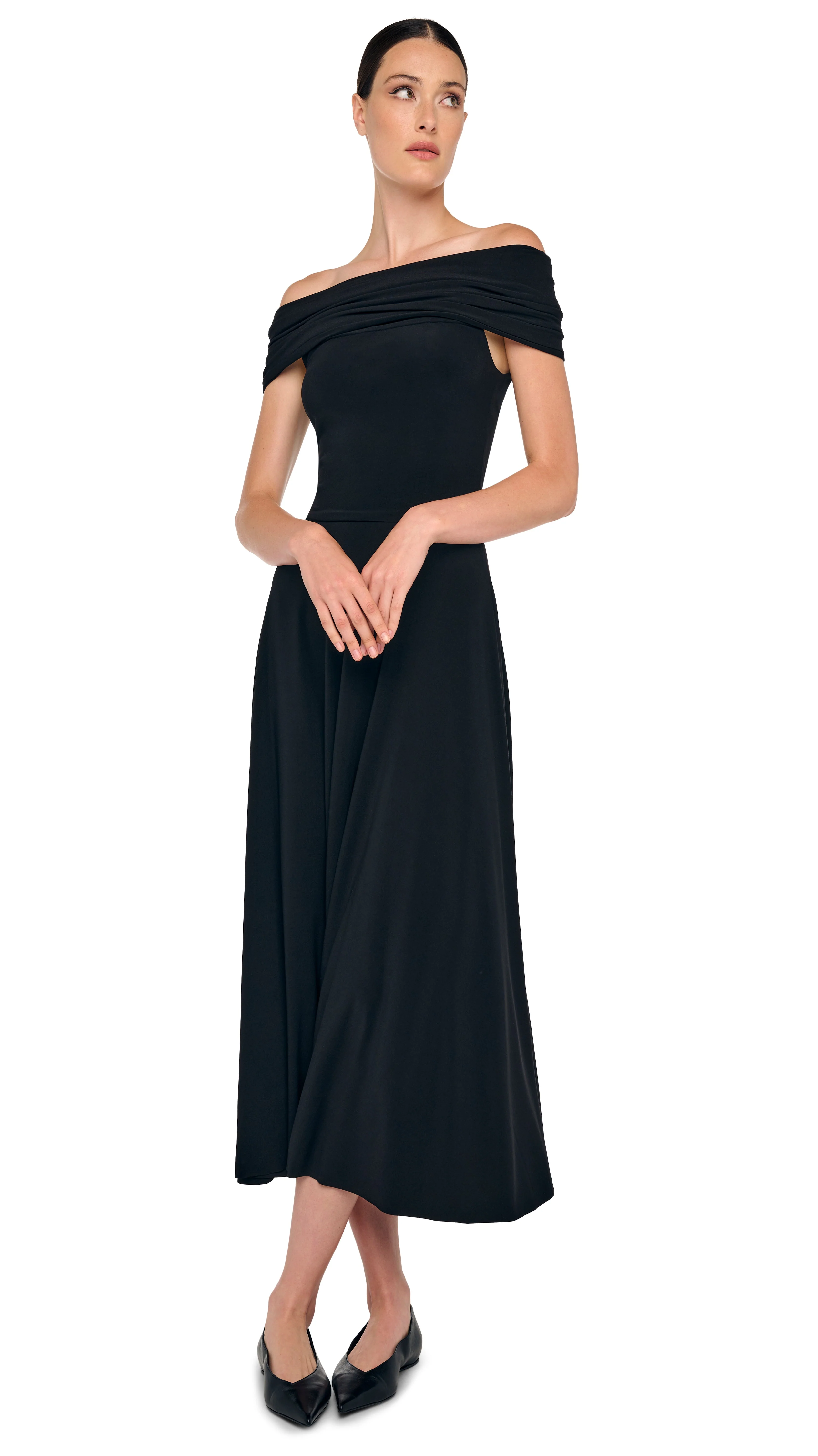 COWL HOODED FLARED DRESS - Image 8