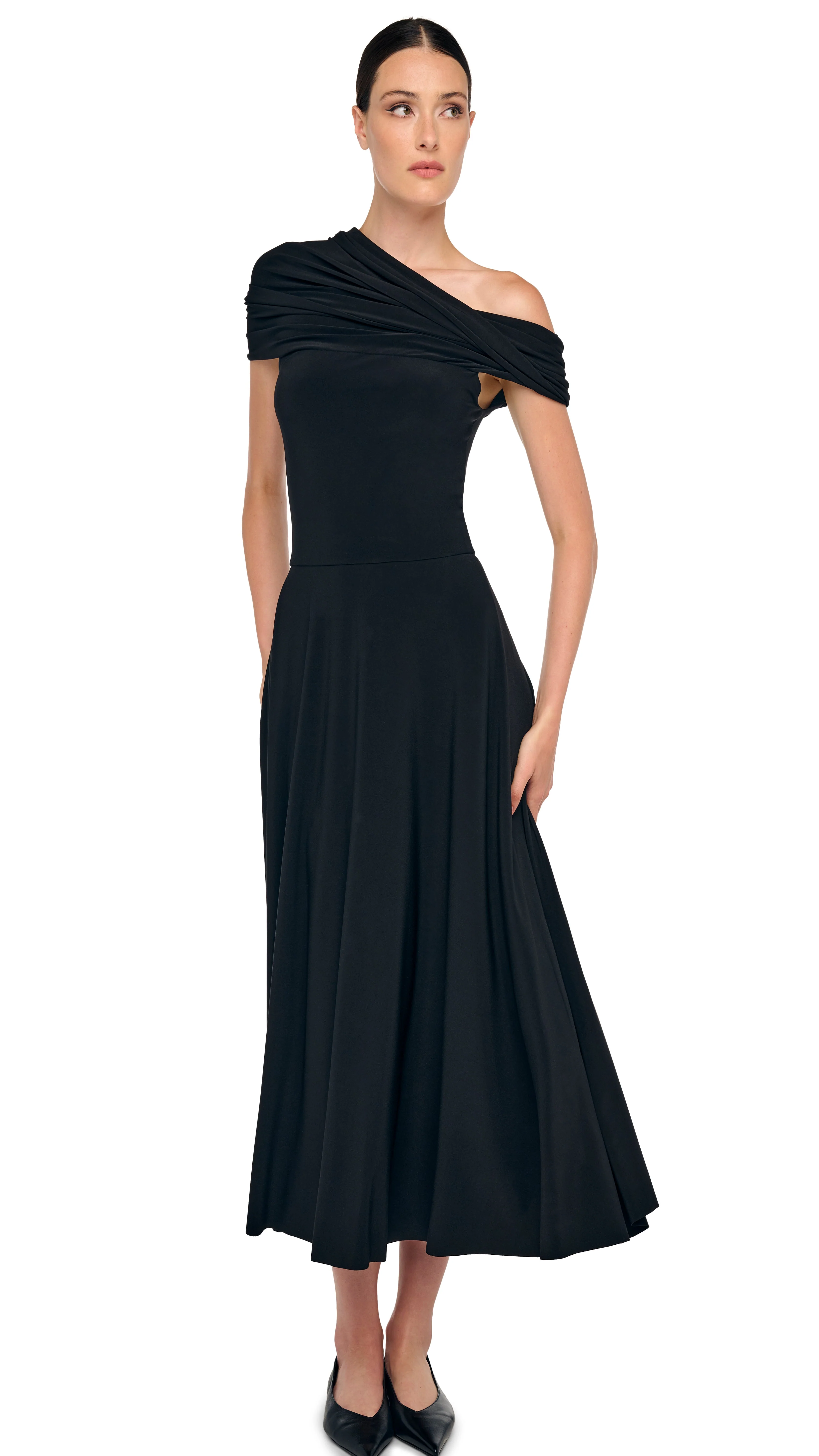 COWL HOODED FLARED DRESS - Image 9