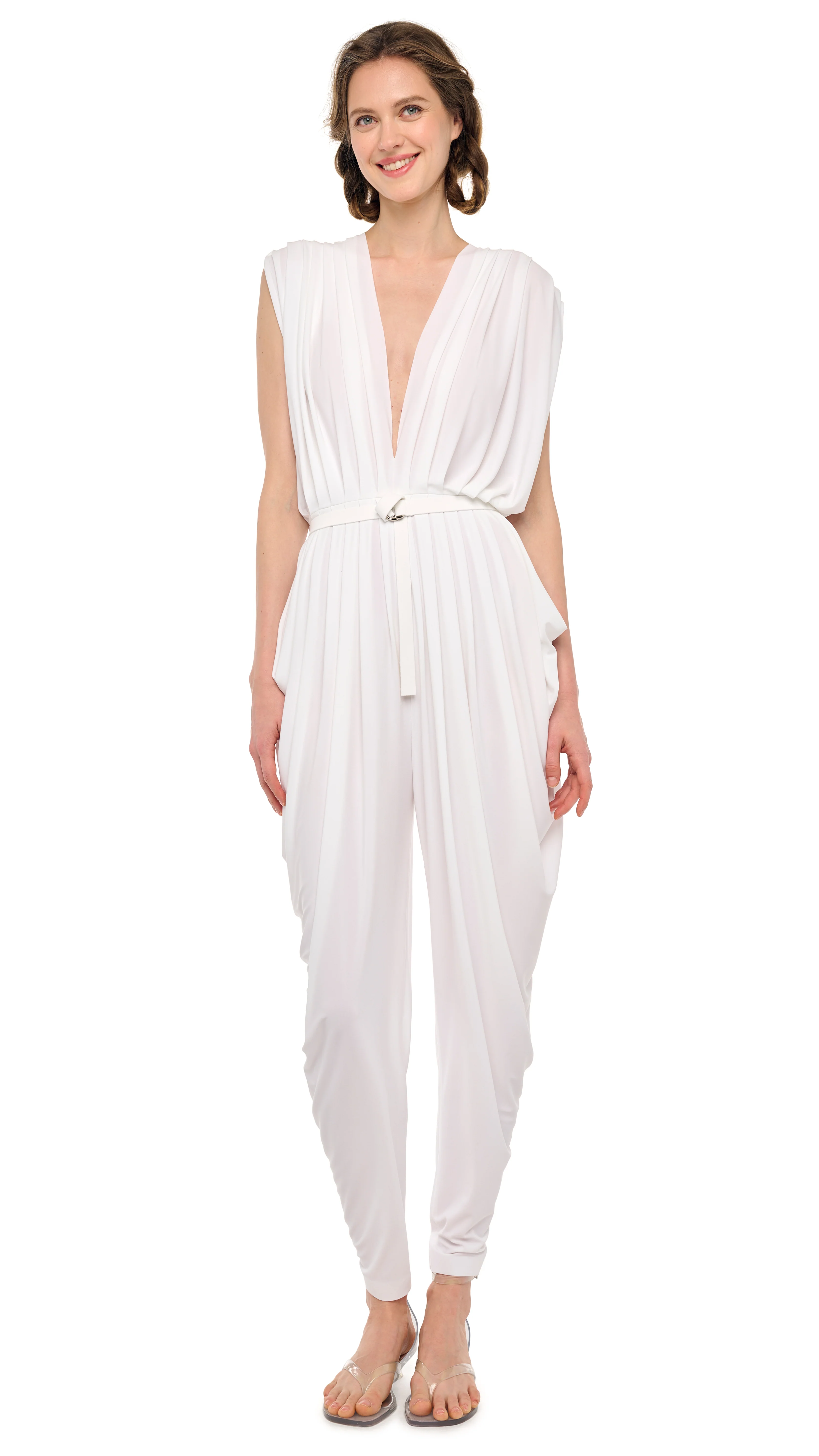 SQUARE SLEEVE WATERFALL JUMPSUIT - Image 4