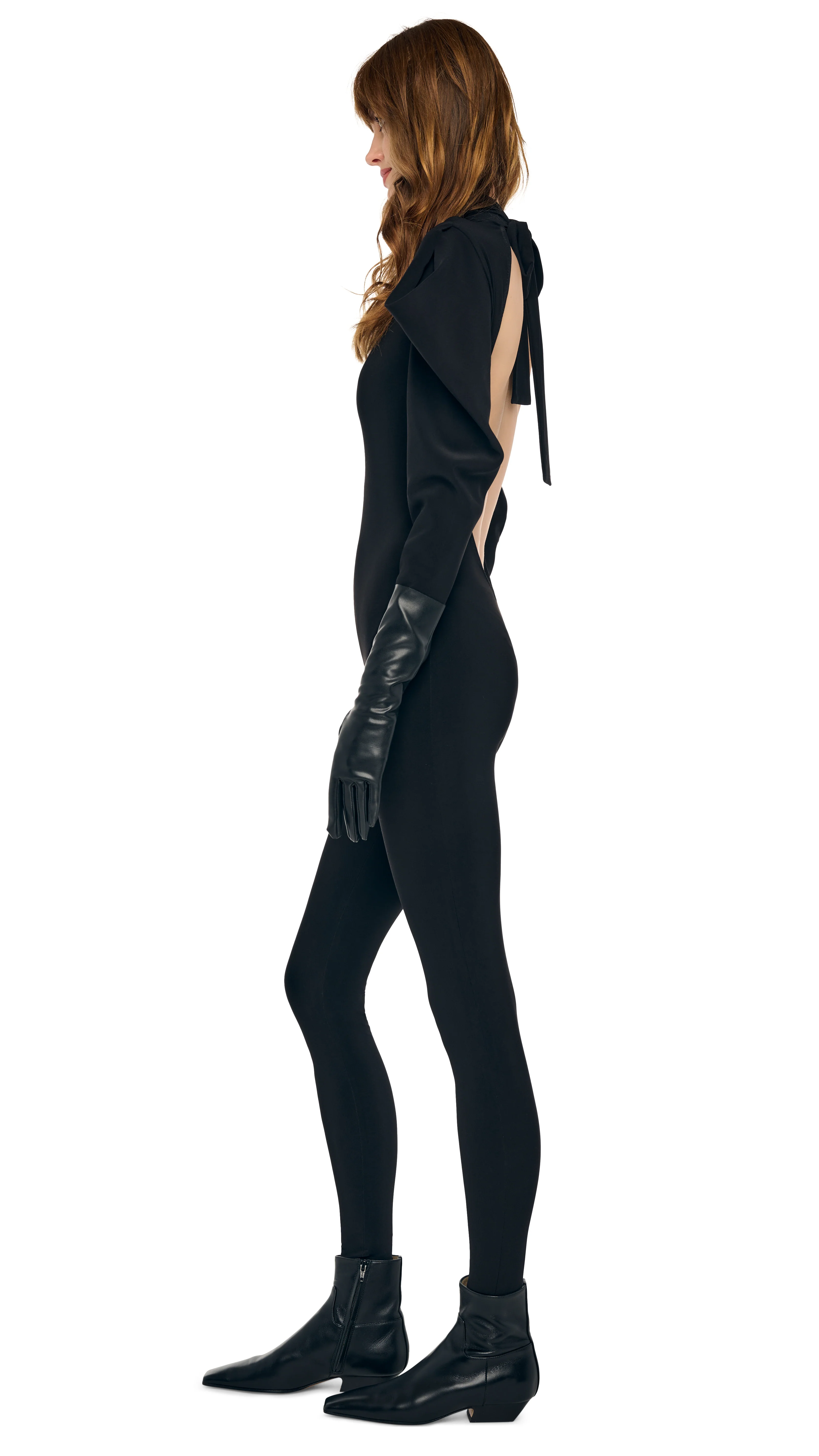 WING SLEEVE OPEN BACK BOW NECK CATSUIT - Image 3
