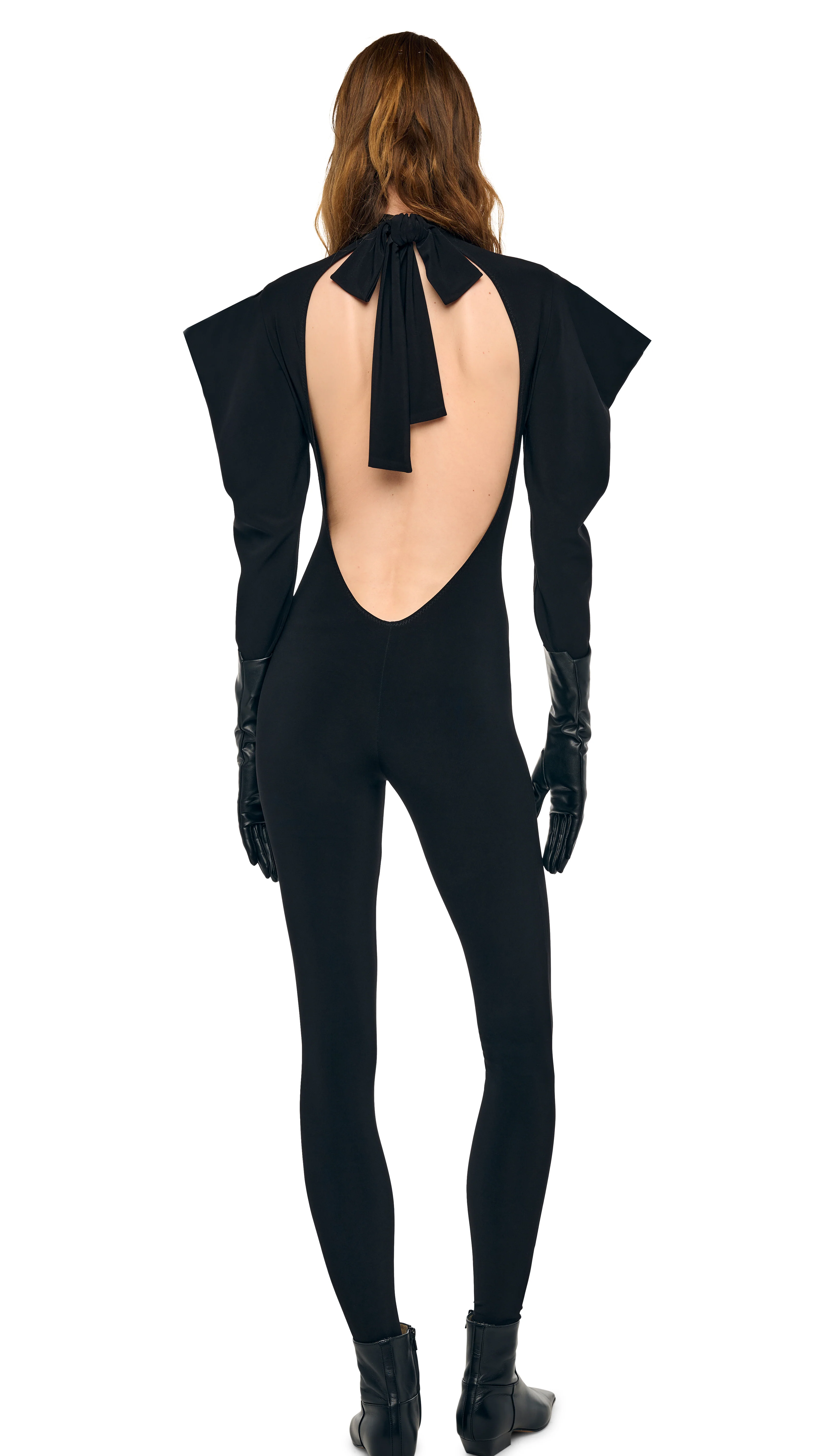 WING SLEEVE OPEN BACK BOW NECK CATSUIT - Image 4