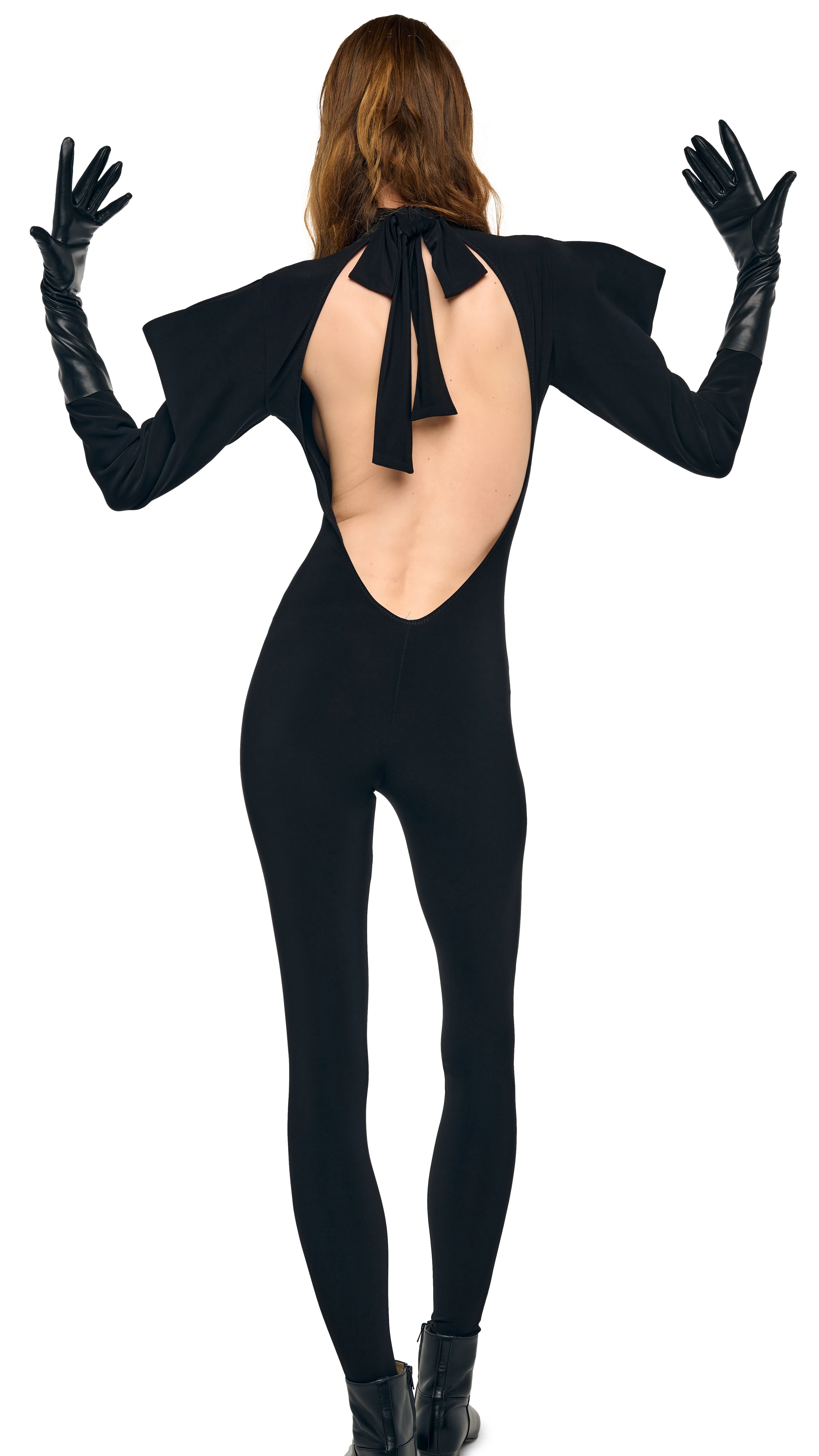 WING SLEEVE OPEN BACK BOW NECK CATSUIT - Image 8